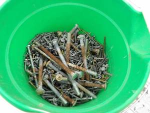lot 226 image: Menard pail with screws, brackets