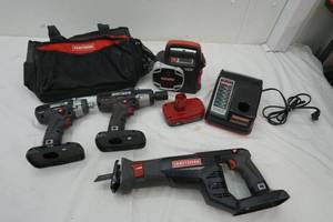 lot 259 image: Craftsman 19v Sawzall, impact drills