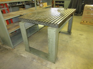 lot 117 image: SB WHISTLER AND SON,  T-SLOT SET UP TABLE WITH HOMEMADE BASE