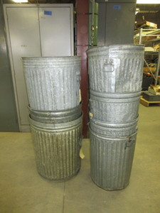 lot 161 image: ROUND GALVANIZED CORRUGATED GARBAGE CANS