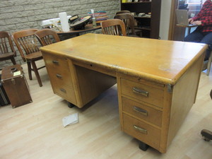 lot 603 image: VINTAGE 1960S VENEER SECRETARY DESK
