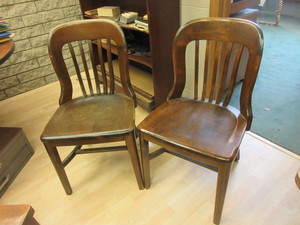 lot 606 image: VINTAGE STEAM BENT SOLID WOOD CHAIRS