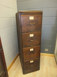 lot 608 image: VINTAGE, SOLID OAK, LIBRARY BUREAU SOLE MAKERS FILE CABINET