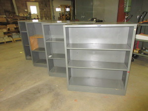 lot 360 image: GRAY METAL BOOKSHELVES
