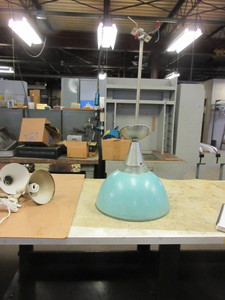 lot 631 image: VINTAGE GLASS AND METAL PENDANT LAMP