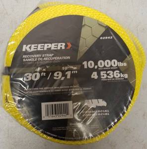Keeper  Recovery Strap 4 in x 30 ft - Max Vehicle Weight 10,000 lbs