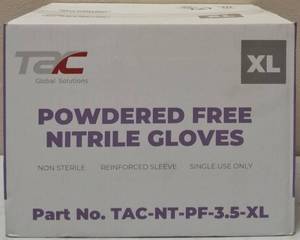 GLOBAL SOLUTIONS TAC BRAND- Powder Free Nitrile Gloves (10 Boxes)  Size XL - NEW