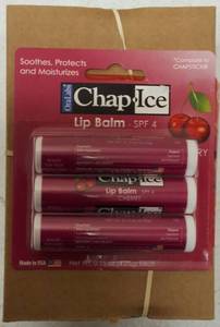 Chap Ice Lip Balm  12 - 3 Packs (36 total) - Cherry Flavor- SPF 4