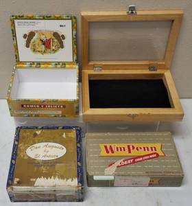 Cigar Boxes & a Shadow Box (As Is  View Photos)