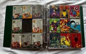lot 45 image: Marvel Trading Cards Binder - 1992 Marvel Masterpieces, 1991 Incredible Hulk, 1992 Skybox X-Men Series 2 - 250 Total Cards