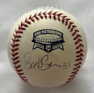 lot 114 image: Scott Leius Signed OMLB Selig 2009 HHH Metrodome Rawlings Baseball