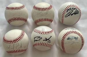 lot 122 image: 6 Minnesota Twins Signed Baseballs in Cases - Michael Pineda, Pedro Flouromon, Casey Fien, Danny Valencia, Oswaldo Arcia, Ryan Pressley  Chris Herman