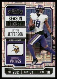 lot 58A image: Justin Jefferson Silver Holo 2023 Panini Contenders Season Ticket  #67 Football