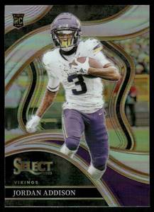 lot 62A image: Jordan Addison Silver Holo 2023 Panini Select  #254 Football
