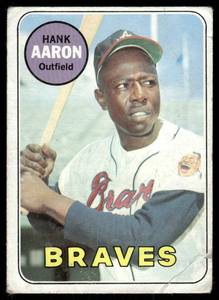 lot 18A image: Hank Aaron 1969 Topps #100 Baseball Card