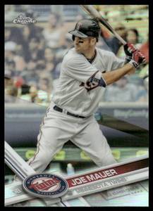 lot 148A image: Joe Mauer Refractor 2017 Topps Chrome #54 Baseball Card