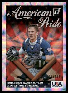 lot 86A image: Adley Rutschman RC Foil Insert 700999 2019 Donruss American Pride #AP15 Baseball Card