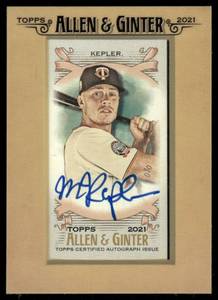 lot 9A image: Max Kepler RC On Card Auto 2021 Topps Allen & Ginter Full-Size Relics B #AGA-MK Baseball Card