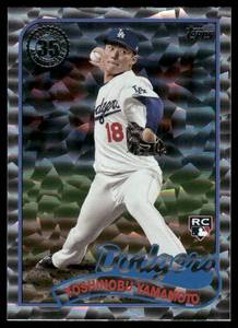 lot 136A image: Yoshinobu Yamamoto RC Silver Foil SP 2024 Topps 1989 Baseball 35th Anniversary Blue (Series Two) #89B2-48 Baseball Card