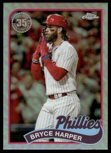 lot 143A image: Bryce Harper Refractor 2024 Topps Chrome 1989 Baseball #89CB-10 Baseball Card