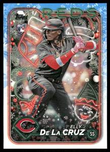 lot 41A image: Elly De La Cruz 2024 Topps Holiday Blue Metallic #H102 Baseball Card