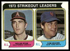 lot 125B image: 1973 Strikeout Leaders - Nolan RyanTom Seaver 1974 Topps #207 Baseball Card