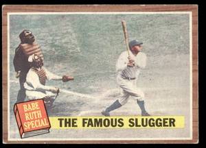 lot 44B image: Babe Ruth The Famous Slugger 1962 Topps #138A Baseball Card