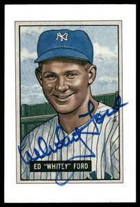 lot 9B image: Whitey Ford Signed 1989 Bowman Reprint Inserts #NNO Baseball Card
