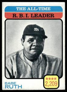 lot 22B image: Babe Ruth 1973 Topps #474 Baseball Card