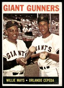 lot 98B image: Giant Gunners (Willie MaysOrlando Cepeda) 1964 Topps #306 Baseball Card