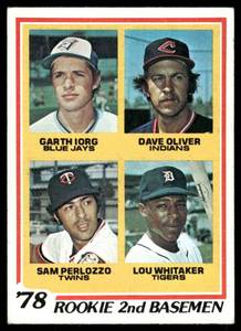lot 130B image: Lou Whitaker RC 1978 Topps Rookie 2nd Basemen #704 Baseball Card