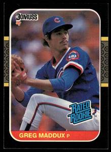 lot 81B image: Greg Maddux RC Rated Rookie 1987 Leaf #36 Baseball Card
