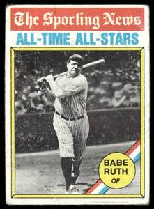 lot 71B image: Babe Ruth 1976 Topps #345 Baseball Card