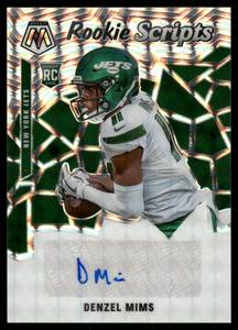 lot 56C image: Denzel Mims RC Auto 2020 Panini Mosaic Rookie Scripts #RS25 Football Card