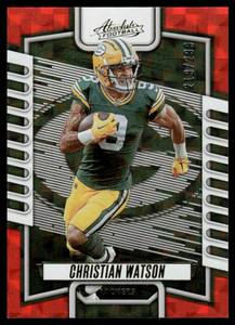 lot 111C image: Christian Watson 219299 2023 Absolute Orange Panini Prizm #95 Football Card