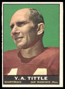 lot 121C image: Y.A. Tittle 1961 Topps #58 Football Card