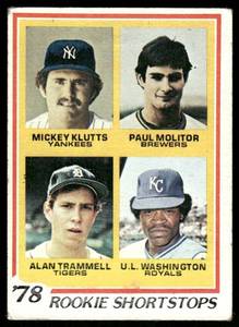 lot 132C image: Paul Molito  Allan Trammel RC - 1978 Rookie Shortstops 1978 Topps #707 Baseball Card