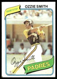 lot 135C image: Ozzie Smith 2nd Year 1980 Topps #393 Baseball Card
