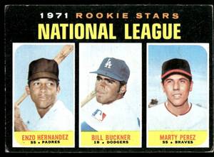 lot 138C image: National League Rookie Stars - Enzo HernandezBill BucknerMarty Perez 1971 Topps #529 Baseball Card