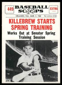 lot 148C image: Harmon Killebrew 1961 Nu-Card Scoops #449 Baseball Card
