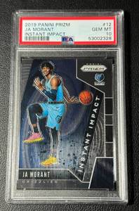 lot 25A image: Ja Morant RC PSA 10 Gem Mint 2019 Prizm Instant Impact #12 Rookie Basketball Card