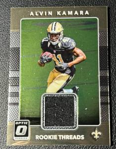 lot 97A image: Alvin Kamra RC Relic 2017 Donruss Optic #17 Rookie Threads Football Card