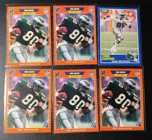 lot 163A image: Cris Carter 6 Card RC Score and Pro Set Football Lot