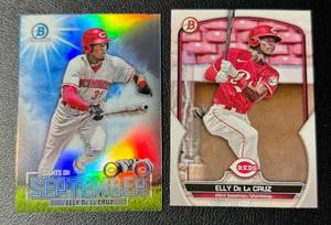 lot 187A image: Elly De La Cruz 2 RC Lot Bowman and Bowman Chrome Baseball Cards