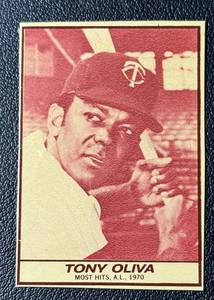 lot 20B image: Tony Oliva 1971 Milk Duds Vintage Minnesota Twins Baseball Stamp Card