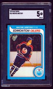 lot 2 image: Wayne Gretzky RC SGC Graded 5 EX 1979-1980 Topps #18 Rookie Vintage Hockey Card
