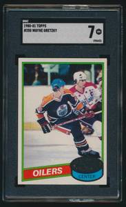 lot 4 image: Wayne Gretzky 2nd Year SGC 7 NM 1980-81 Topps #25 Vintage Hockey Card