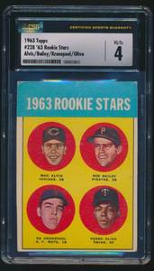 lot 8 image: Tony Oliva RC CSG 4 1963 Topps #228 Rookie Stars Vintage Baseball Card