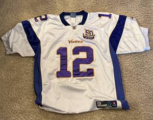 lot 38E image: Percy Harvin Minnesota Vikings Football Jersey Size 54 Reebok NFL Onfield