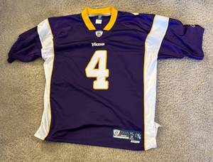 lot 37E image: Brett Favre Minnesota Vikings Football Jersey Size XL Reebok Onfield Equiptment